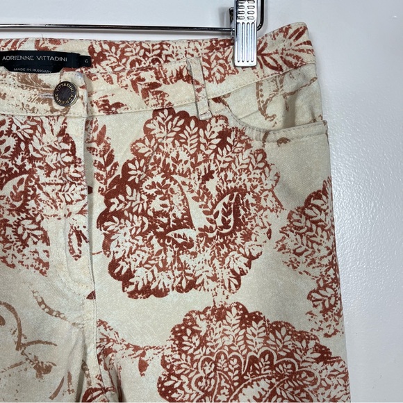 Adrienne Vittadini Pants 6 Boho Floral Straight Leg Hippie Y2K Coastal Granola - Picture 5 of 9
